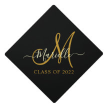 Moderne Monogram Black Gold Script Klasse von 2022