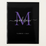 Moderne Monogram Black Lila Girly Script 2021 Planer<br><div class="desc">Moderne Monogram Black Lila Violet Girly Elegant Stilvolle Script Name 2021 Planer</div>