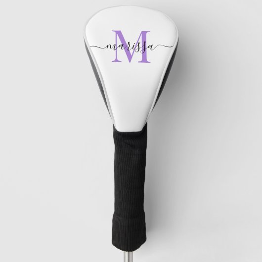 Moderne Monogram Black Lila Golf Head Cover Headcover (Vorderseite)