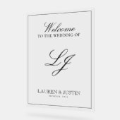 Moderne Monogram Black & White Script Willkommen Acrylschild (Winkel)