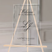 Moderne Monogram Black & White Script Willkommen Acrylschild