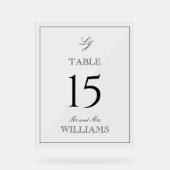Moderne Monogram Black & White Wedding Tischnummer Acrylschild (Vorderseite)