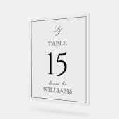 Moderne Monogram Black & White Wedding Tischnummer Acrylschild (Winkel)