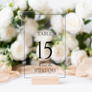 Moderne Monogram Black & White Wedding Tischnummer Acrylschild