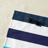 Moderne Monogram Blue Aquamarin Stripes Strandtuch (Beispiel)