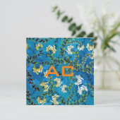 Moderne Monogram Blue Floral Chic (Stehend Vorderseite)