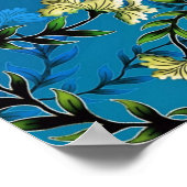 Moderne Monogram Blue Floral Chic Poster (Ecke)