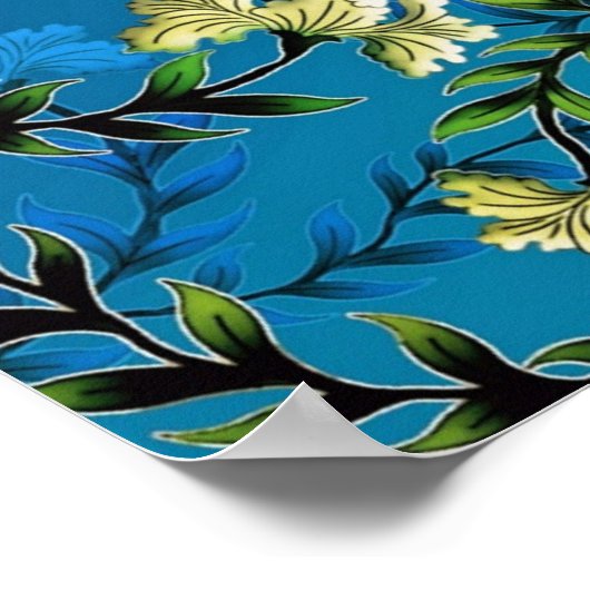 Moderne Monogram Blue Floral Chic Poster (Ecke)