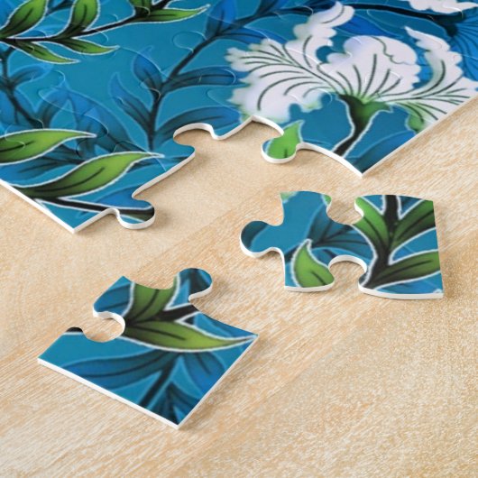 Moderne Monogram Blue Floral Chic Puzzle (Seite)