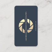 Moderne Monogram Blue Gold Camera Visitenkarte (Vorderseite)