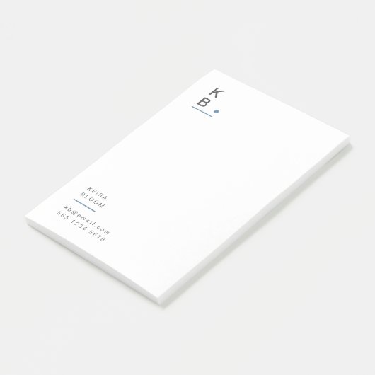 Moderne Monogram Blue Gray Skandinavien Post-it Klebezettel (angewinkelt)