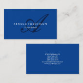 Moderne Monogram Blue Trendy Business Card Visitenkarte (Vorne/Hinten)