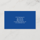 Moderne Monogram Blue Trendy Business Card Visitenkarte (Rückseite)