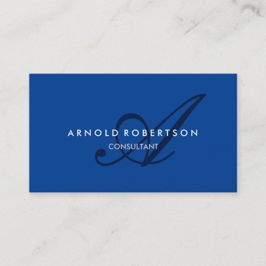 Moderne Monogram Blue Trendy Business Card Visitenkarte (Vorderseite)