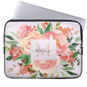 Moderne Monogram Blush Pink Floral Bouquet Laptopschutzhülle (Vorderseite)