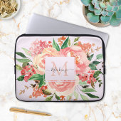 Moderne Monogram Blush Pink Floral Bouquet Laptopschutzhülle