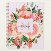 Moderne Monogram Blush Pink Floral Bouquet Planer (Vorderseite)