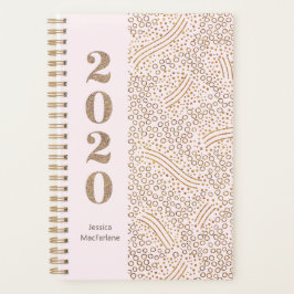 Moderne Monogram Blush Pink Gold Confetti 2020 Jah Planer