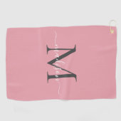Moderne Monogram Blush Pink Gray Girly Chic Script Golfhandtuch (Horizontal)