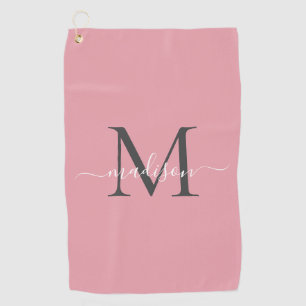 Moderne Monogram Blush Pink Gray Girly Chic Script Golfhandtuch