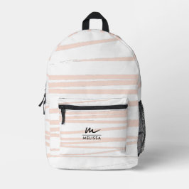 Moderne Monogram Blush Pink Lines Abstrakt Art Bedruckter Rucksack