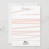 Moderne Monogram Blush Pink Lines Abstrakt Art Dankeskarte (Vorderseite)