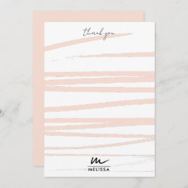 Moderne Monogram Blush Pink Lines Abstrakt Art Dankeskarte