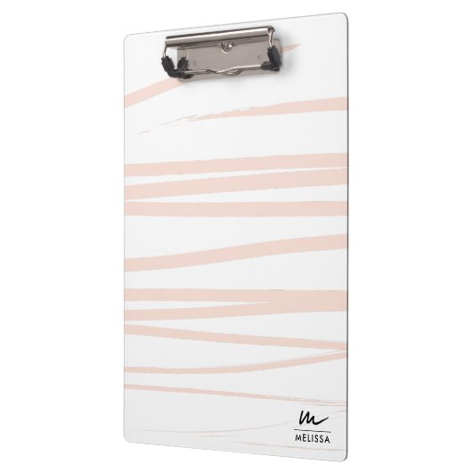 Moderne Monogram Blush Pink Lines Abstrakt Art Klemmbrett (Links)