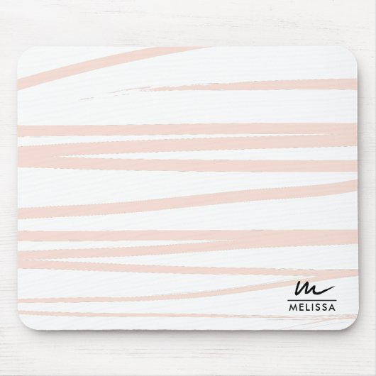 Moderne Monogram Blush Pink Lines Abstrakt Art Mousepad (Vorne)