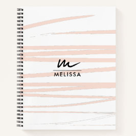 Moderne Monogram Blush Pink Lines Abstrakt Art Notizblock