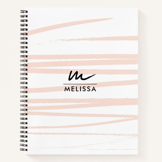 Moderne Monogram Blush Pink Lines Abstrakt Art Notizblock (Vorderseite)