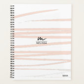 Moderne Monogram Blush Pink Lines Abstrakt Art Planer (Vorderseite)