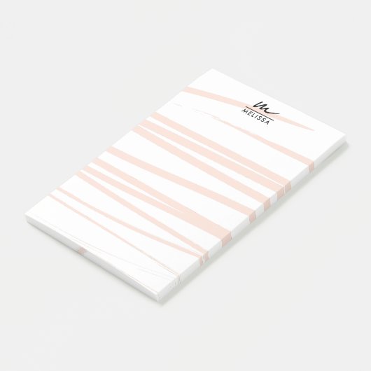 Moderne Monogram Blush Pink Lines Abstrakt Art Post-it Klebezettel (angewinkelt)