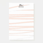 Moderne Monogram Blush Pink Lines Abstrakt Art Post-it Klebezettel (Vorderseite)