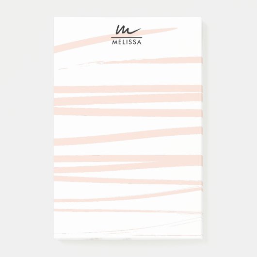 Moderne Monogram Blush Pink Lines Abstrakt Art Post-it Klebezettel (Vorderseite)