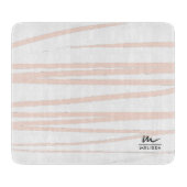 Moderne Monogram Blush Pink Lines Abstrakt Art Schneidebrett (Vorderseite)