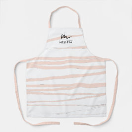 Moderne Monogram Blush Pink Lines Abstrakt Art Schürze
