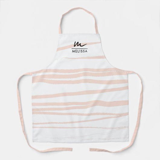Moderne Monogram Blush Pink Lines Abstrakt Art Schürze (Vorderseite)