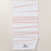 Moderne Monogram Blush Pink Lines Abstrakt Art Strandtuch (Vorderseite)