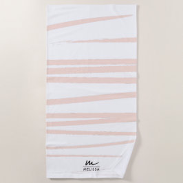 Moderne Monogram Blush Pink Lines Abstrakt Art Strandtuch