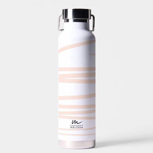 Moderne Monogram Blush Pink Lines Abstrakt Art Trinkflasche (Vorne)