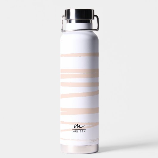 Moderne Monogram Blush Pink Lines Abstrakt Art Trinkflasche (Rückseite)