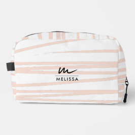 Moderne Monogram Blush Pink Lines Abstrakt Art Waschbeutel
