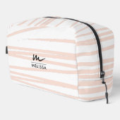 Moderne Monogram Blush Pink Lines Abstrakt Art Waschbeutel (Rechte Ecke)