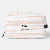 Moderne Monogram Blush Pink Lines Abstrakt Art Waschbeutel (Rückseite)