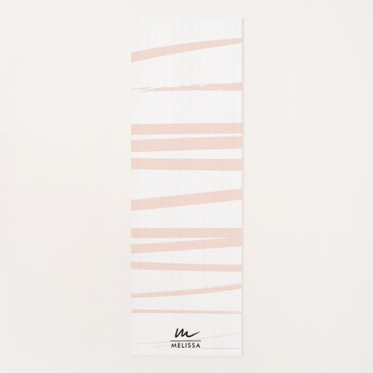 Moderne Monogram Blush Pink Lines Abstrakt Art Yogamatte (Vorderseite)
