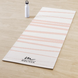 Moderne Monogram Blush Pink Lines Abstrakt Art Yogamatte