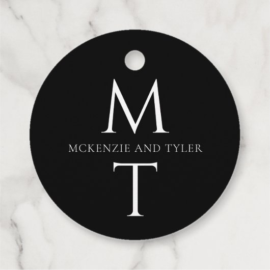 Moderne Monogram Bold Black Initials Geschenkanhänger (Rückseite)