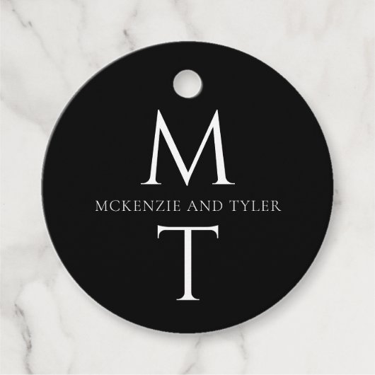 Moderne Monogram Bold Black Initials Geschenkanhänger (Vorderseite)