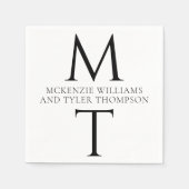 Moderne Monogram Bold Black Initials Serviette (Vorderseite)